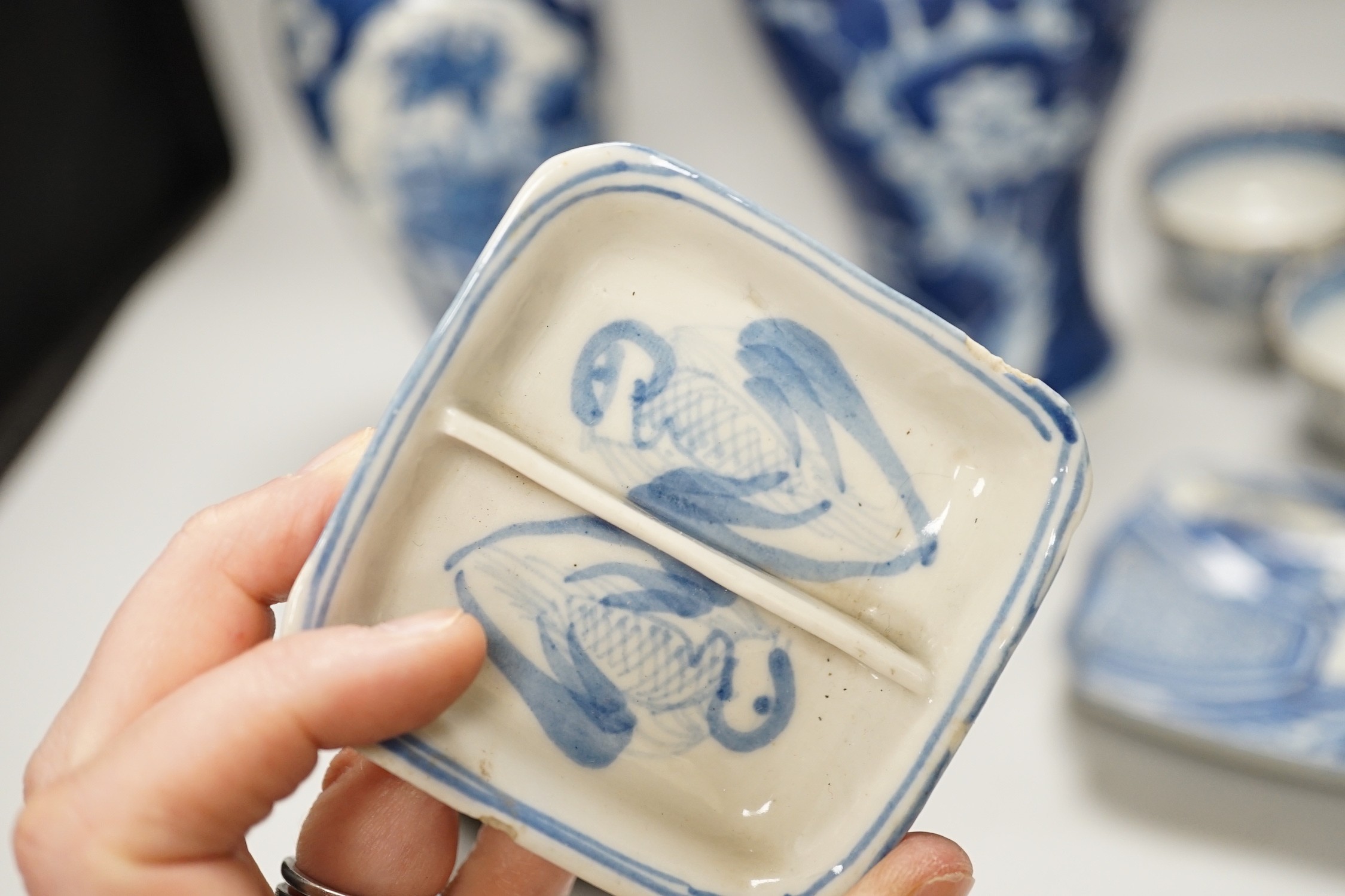 A group of 19th century and later Chinese blue and white porcelain, tallest 31cm